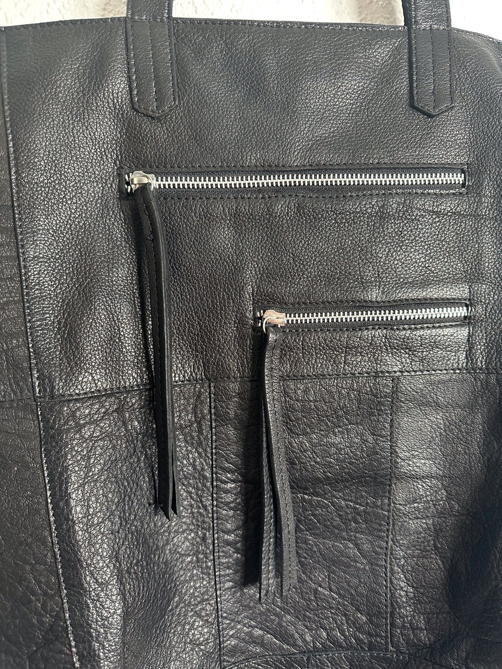 Day & Mood~ Anthropologie Black Pebble Leather Heather Tote - Picture 3 of 9